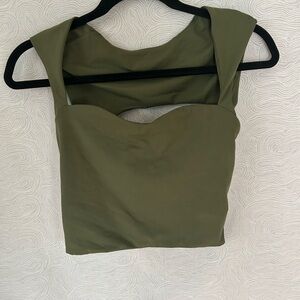 SHEIN Green Fitted Crop Tank Top with Cut Out